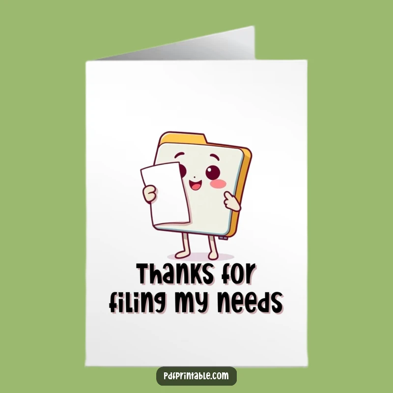 Free Printable Thank You Card: Folder's Document Delivery - Funny Appreciation Gift
