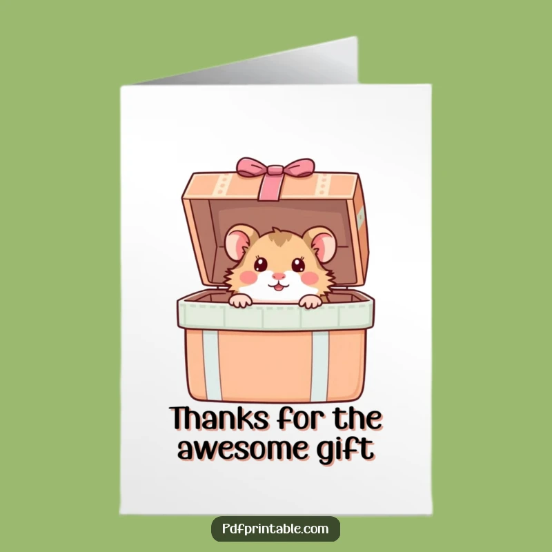 Free Printable Hamster Thank You Card: Little Surprise, Funny Downloadable Gift