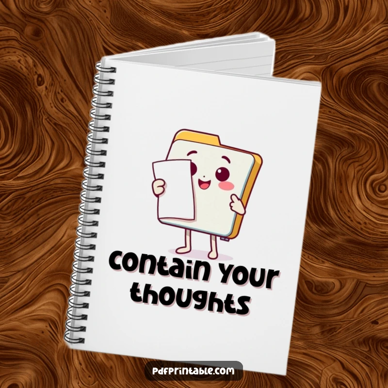 Funny Notebook: A happy folder character presenting a document with a flourish, inspiring organized notes with a touch of professional flair.