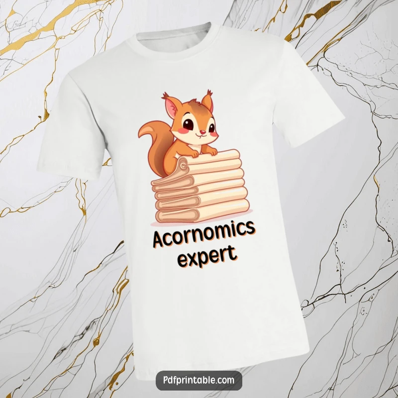 Funny squirrel character energetically scaling a towering precarious stack of rolled papers, conveying ambition and humor, perfect gift.