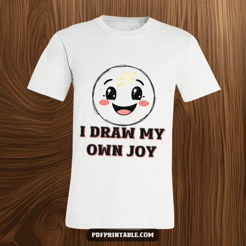 Funny T-Shirt depicting a cheerful crayon character enthusiastically drawing a large, beaming smile, radiating positivity.