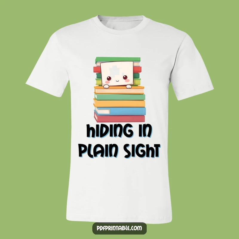 Funny Peek-a-Boo Reader T-Shirt: Character hiding in pages, a hilarious gift idea.