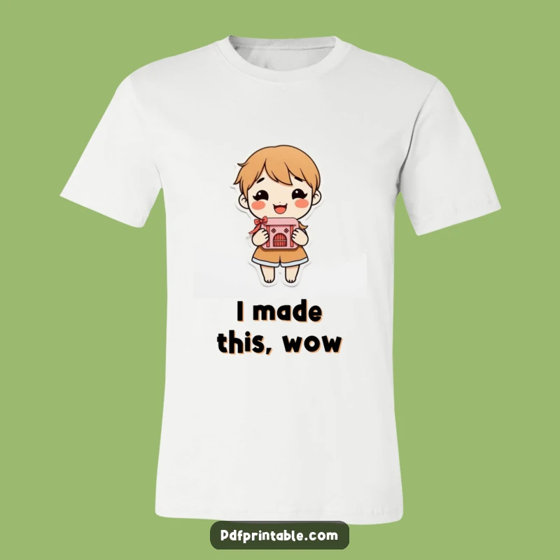 Funny Paper Artist T-Shirt: Smiling character with finished craft, a hilarious gift idea.