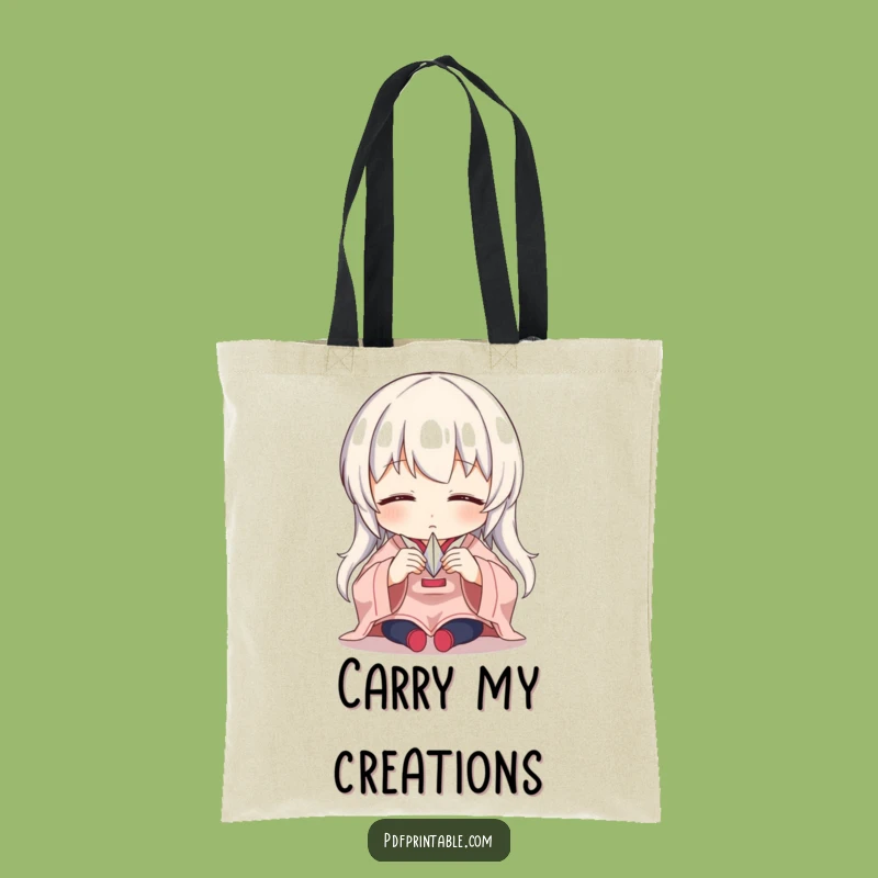 Funny Origami Companion Tote Bag: Character folding paper crane, a practical and funny gift for artists.