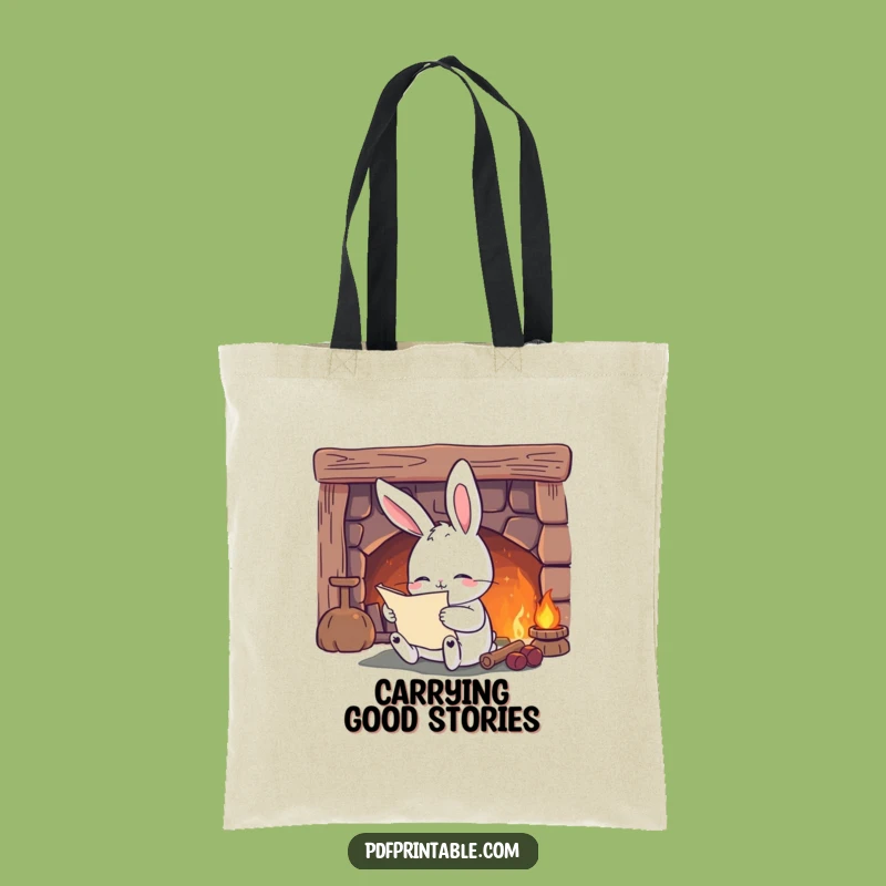 Funny Rabbit Tote Bag: Cozy Fireplace Reader, Stylish and Hilarious Funny Gift