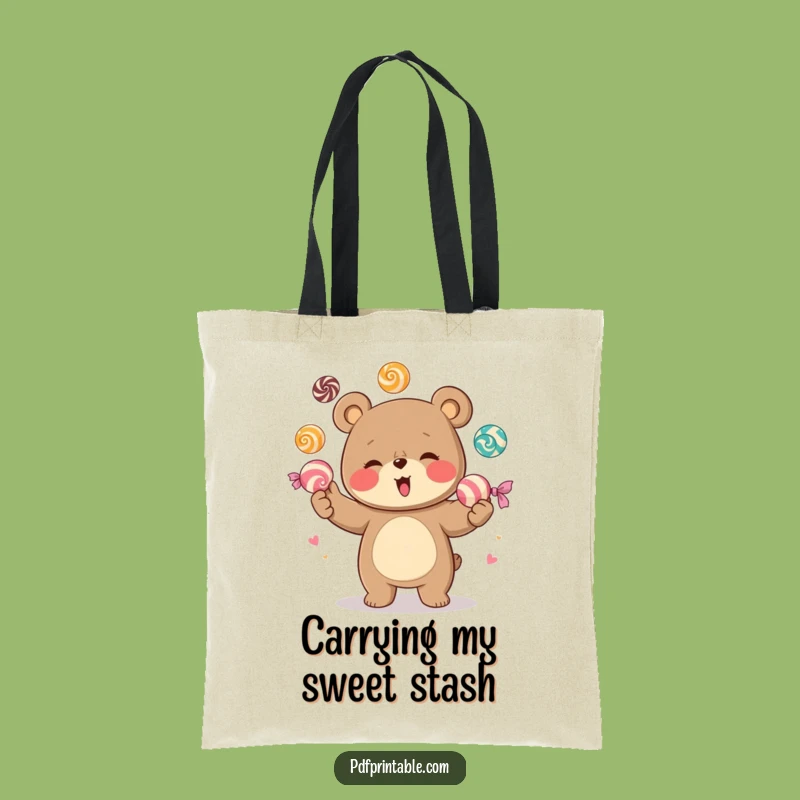 Funny Giggling Bear Candy Juggling Tote Bag - Sweet & Stylish Accessory