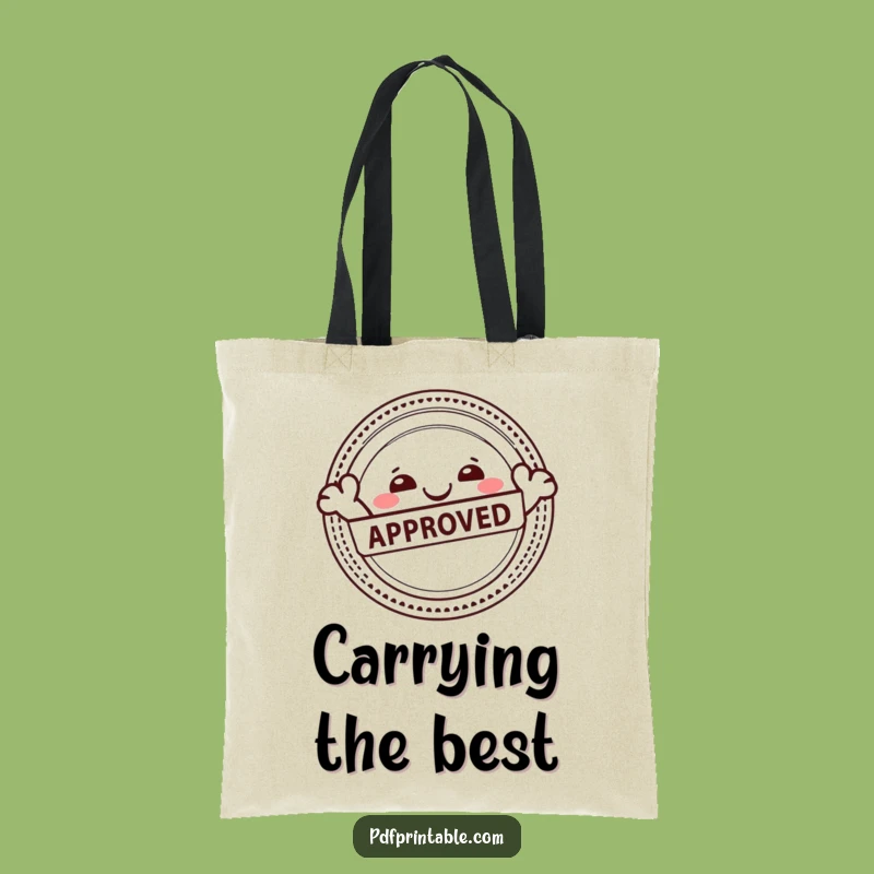 Funny Approval Character Tote Bag: Carry Approval, Happy Stamp, Fun Gift