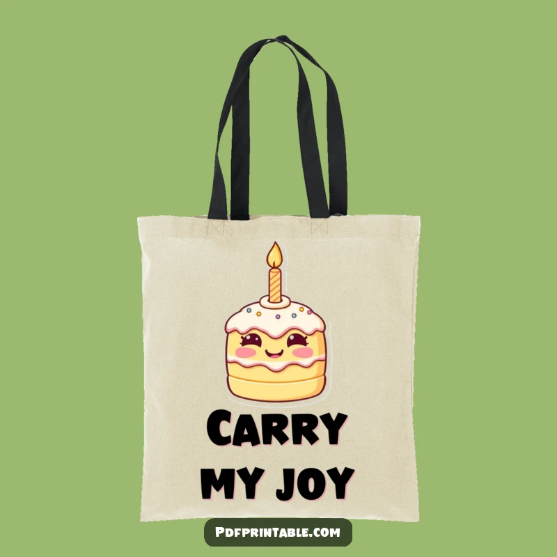 Funny Cake Character Tote Bag: Carry Your Goods with a Smiling Birthday Treat