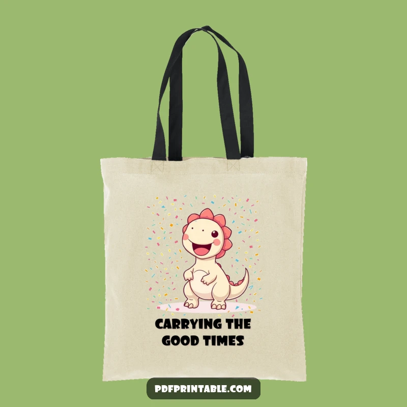 Funny Confetti Dino Printing Tote Bag: Carry Your Essentials with Hilarious Color
