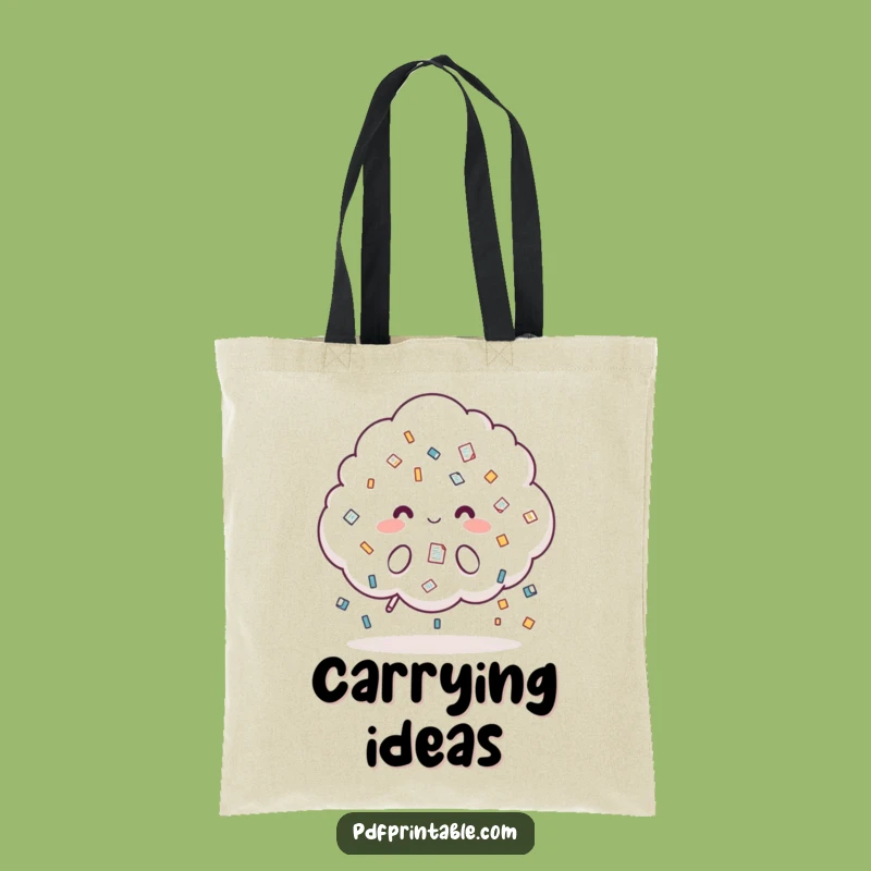 Funny Document Tote Bag: Cloud Raining Icons - Carry Your Workload Humorously