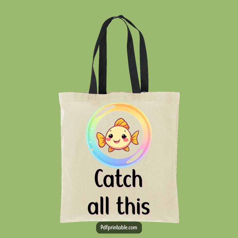 Funny Fish Rainbow Bubble Tote Bag: Carry Your Day with a Smiling Swimmer, a Trendy Funny Gift!