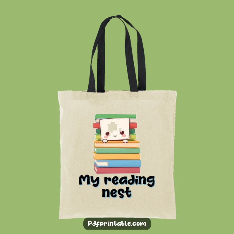 Funny Book Stash Tote Bag: Character hiding in pages, a practical and funny gift.
