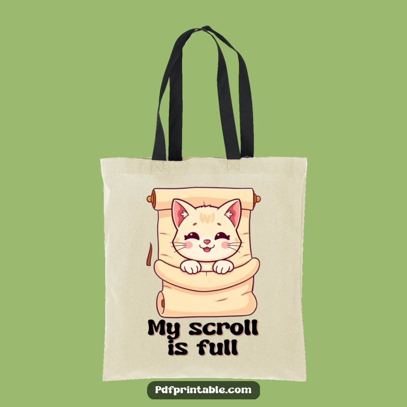 Funny Cat Scroll Tote Bag: Carry Your Cat, Unrolled Scroll, Practical Funny Gift