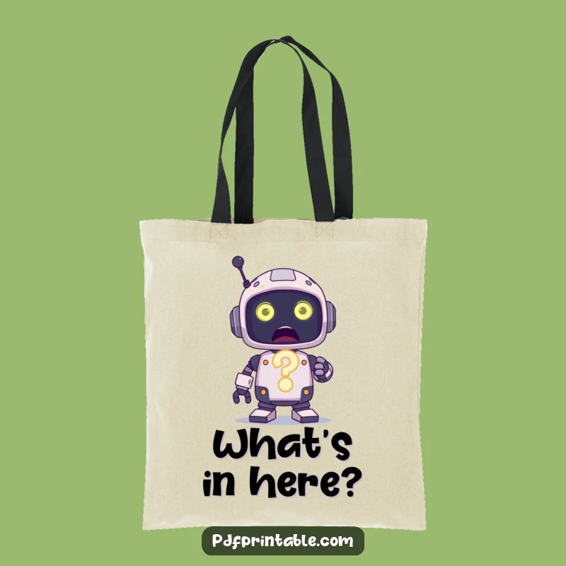 Funny Robot Question Mark Tote Bag: Carry Your Puzzles